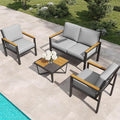 4-Piece Outdoor Patio Furniture Set, Metal Conversation Sofa Set by MASIONBACKYARDS