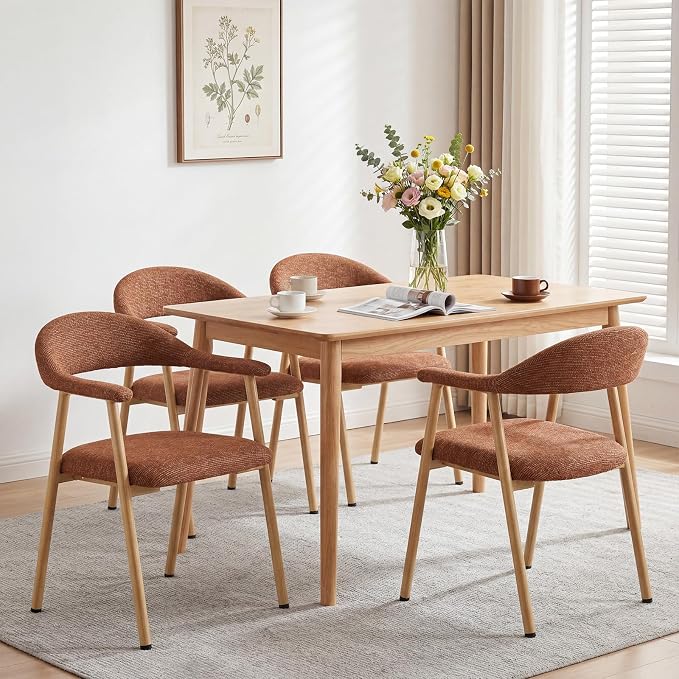 DUMOS Dining Chairs Set of 4, Linen Fabric Upholstered Kitchen Side Chairs by DumosLifestyle