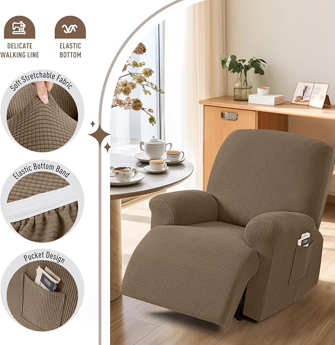 TAOCOCO Oversized Recliner Chair Covers, 1 Seater Streach Recliner Covers Soft - Image 3