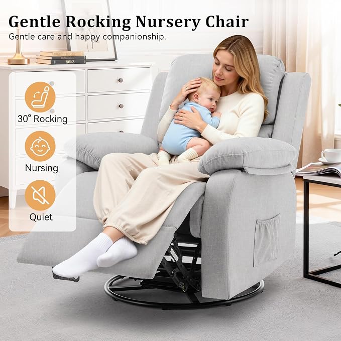 Korser Recliner Chair, 360 Swivel Rocker Chair - Image 5