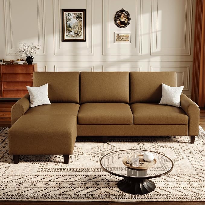 EASE MOOSE Large Seat Faux Leather L Shaped Sofa, Waterproof and - Image 3