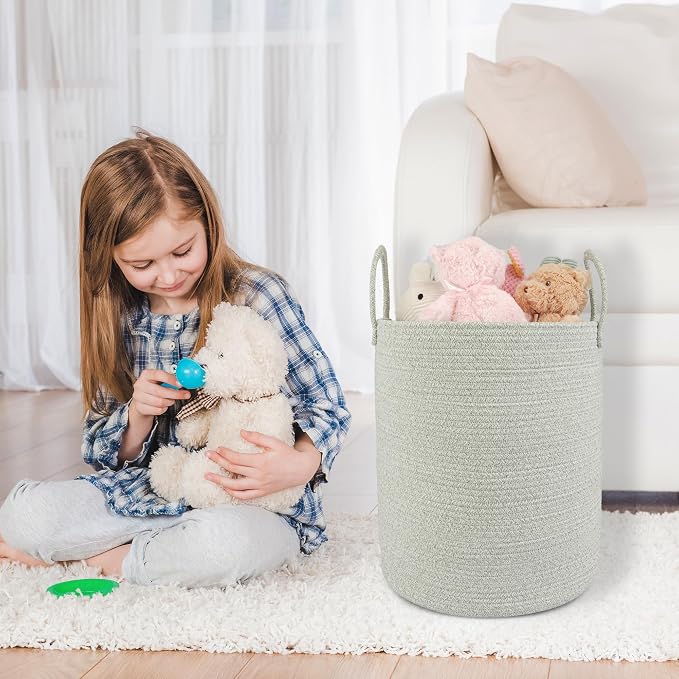 XUANGUO Cotton Rope Laundry Basket Hamper - Image 5