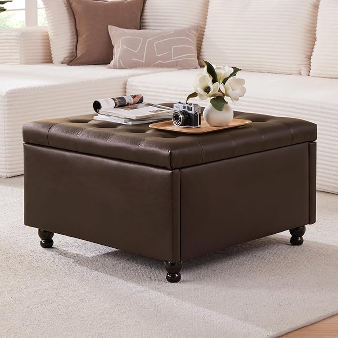 Weture 30 Inch Large Square Storage Ottoman Coffee Table, Oversized Square by Weture