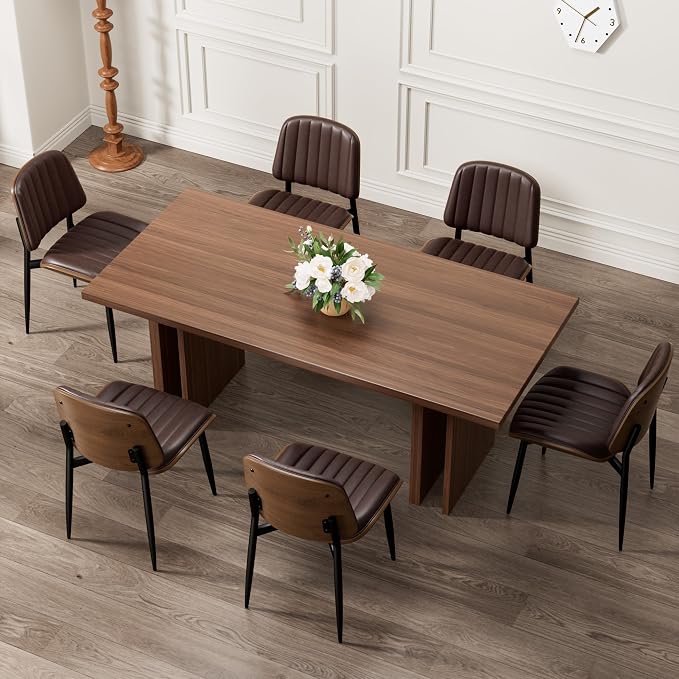 REONEY Dining Chairs Set of 4, Mid-Century Modern Upholstered PU Leather Chairs - Image 3