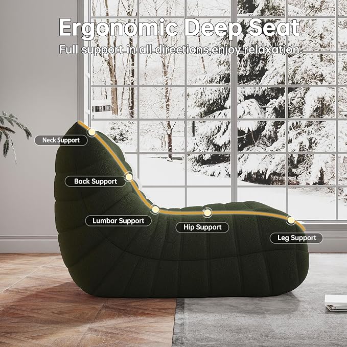 WHGBJA Bean Bag Chairs for Adults, Memory Foam Couch Loveseat Sofa Chair - Image 5
