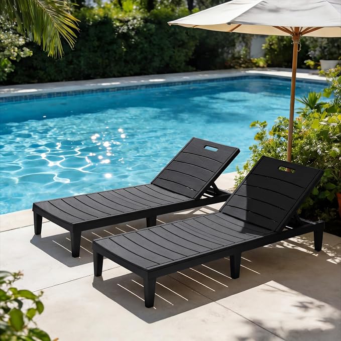 Greesum Outdoor Chaise Lounge Chair Set of 2, Waterproof 5-Position Adjustable - Image 2