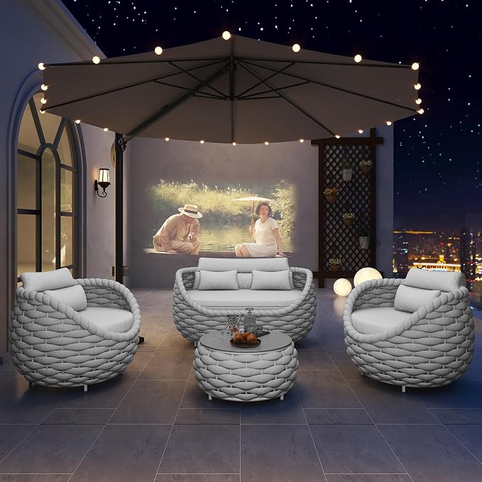 TWT 6-Piece Aluminum Patio Furniture Set, Olefin Rope Modern Outdoor - Image 6