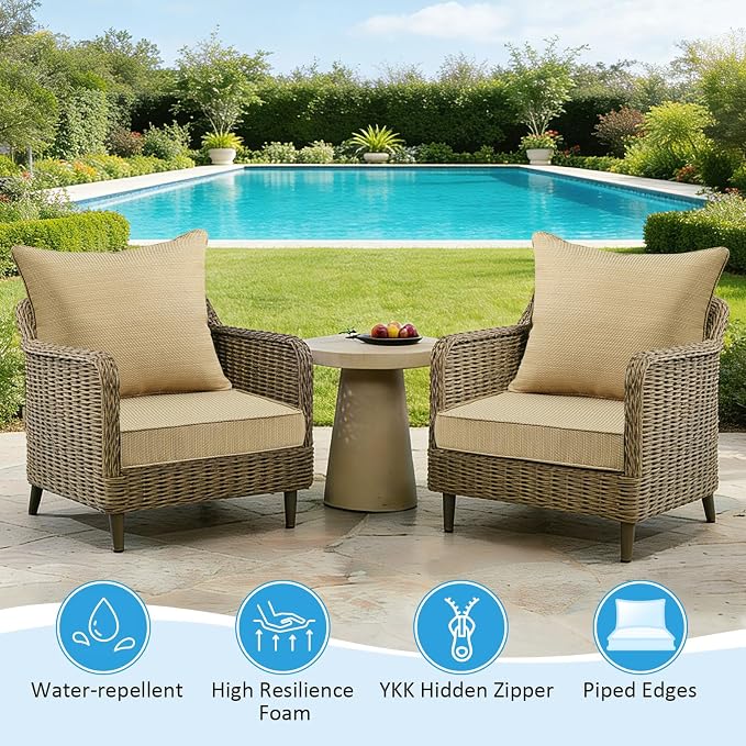 Outdoor Deep Seat & Back Cushion Set, 24 x 24 Inch Water Repellent and Fade - Image 3