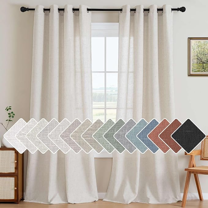 H.VERSAILTEX 2 Pack Ultra Luxurious High Woven Linen Elegant Curtains Grommet by HVERSAILTEX
