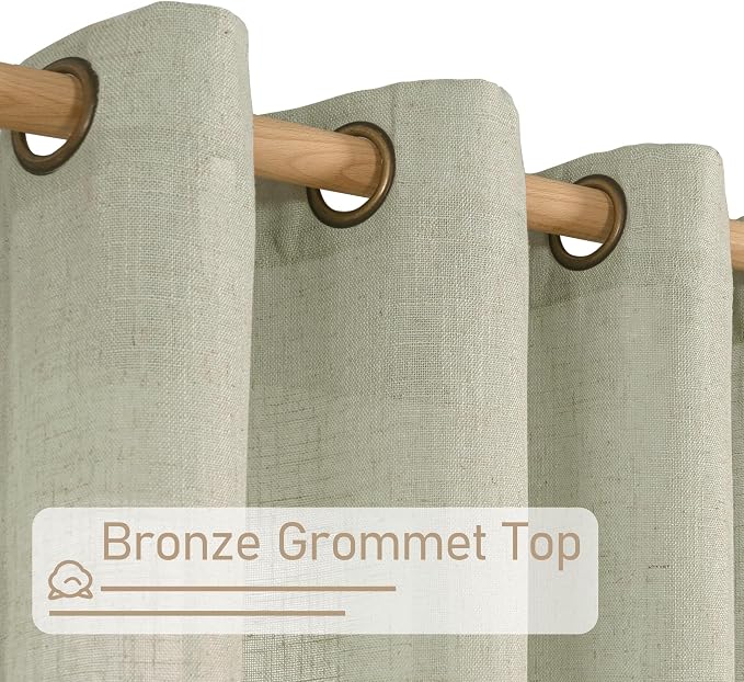 LAMIT Sage Grey Linen Curtains 45 inches Long - Image 4