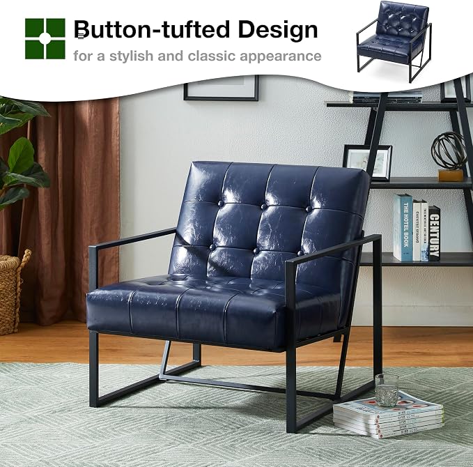 Glitzhome Mid Century Modern Accent Chair, Modern Living Room Chairs - Image 4