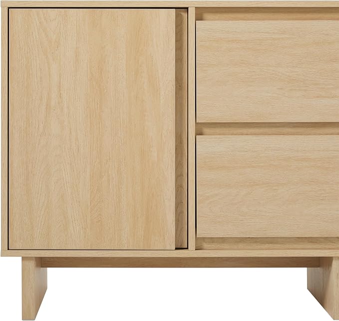 Walker Edison Modern Beveled 2-Door, 2-Drawer Sideboard, 63 Inch, Coastal Oak - Image 6