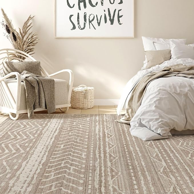 Nakagishi 5x7 Area Rugs Living Room: Washable Boho Large Neutral Soft Rug - Image 6