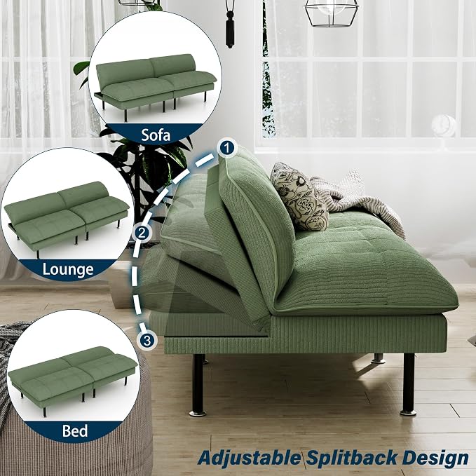 Ribilake 2 Sets 70" Futon Sofa Bed, 4 in 1 Multi-Function Couch Sleeper - Image 5