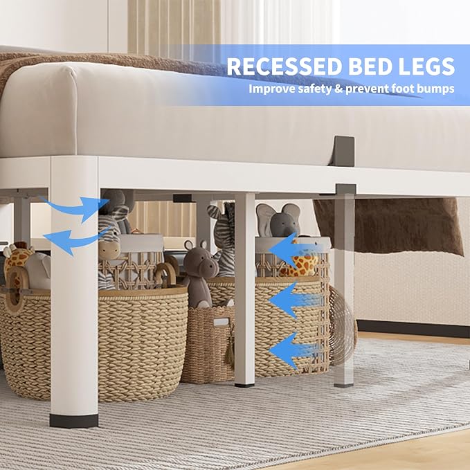 ROIL 14 Inch White Twin Size Bed Frame - Image 6