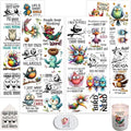 4 Sheets Rub on Transfers for Crafts, Funny owl Furniture Transfers for Wood by Dorsbaby