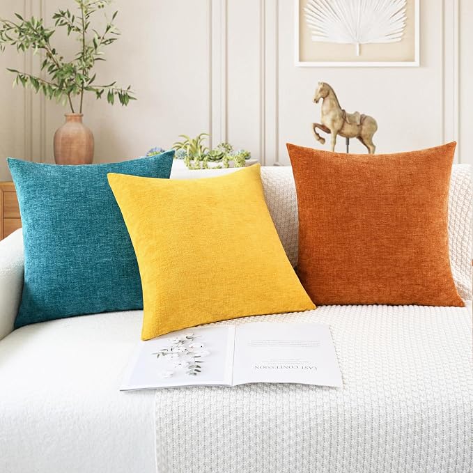 CaliTime Throw Pillow Covers Decorative 16 X 16 Inches Pack of 2 Cozy Chenille - Image 5