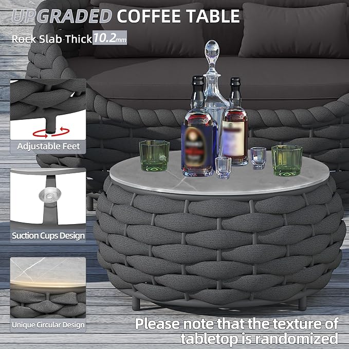 TWT 6-Piece Aluminum Patio Furniture Set, Olefin Rope Modern Outdoor - Image 7