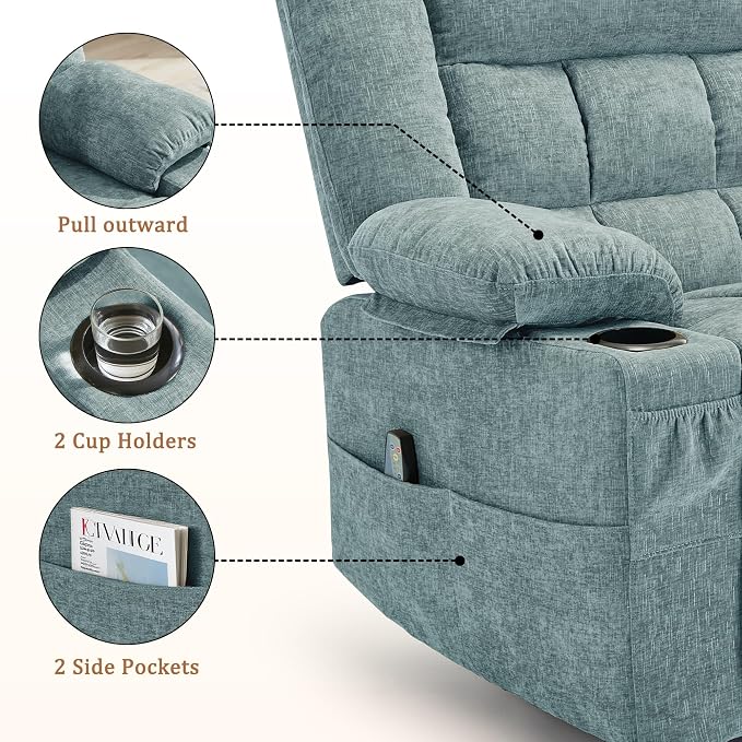 Korser Adult 360° Swivel Rocking Recliner, Nursery Rocking Chair - Image 6