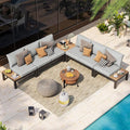 Aluminum Modular Outdoor Patio Furniture Set, 6 Seats Sectional Sofa Set by Oasbira