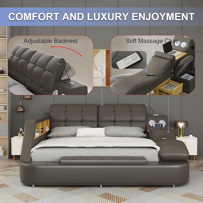 King Size Smart Multifunctional Bed Frame, Platform Bed - Image 6