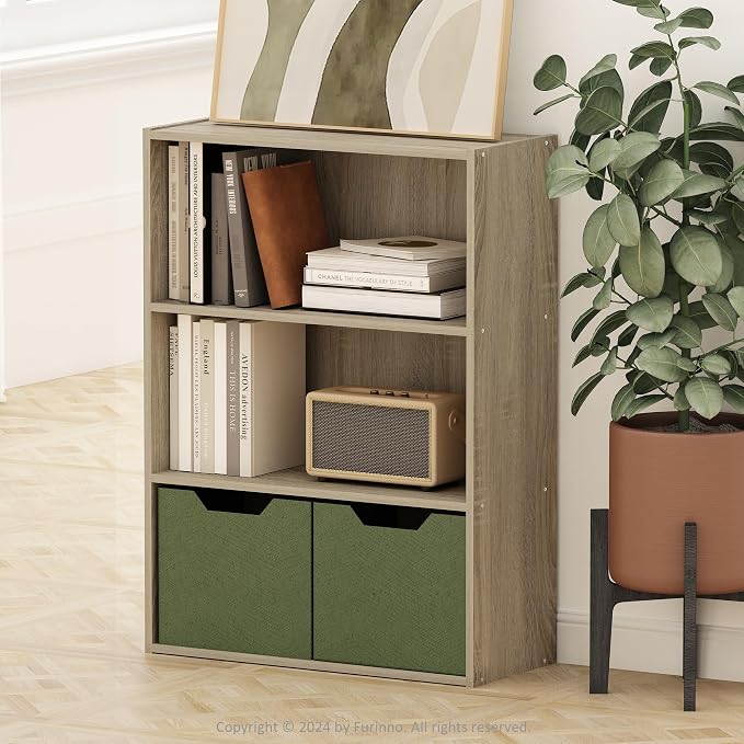 Furinno PASIR Book Shelf, 3-Tier Bookshelf, Storage Shelves Bookcase, 9.7 x - Image 2