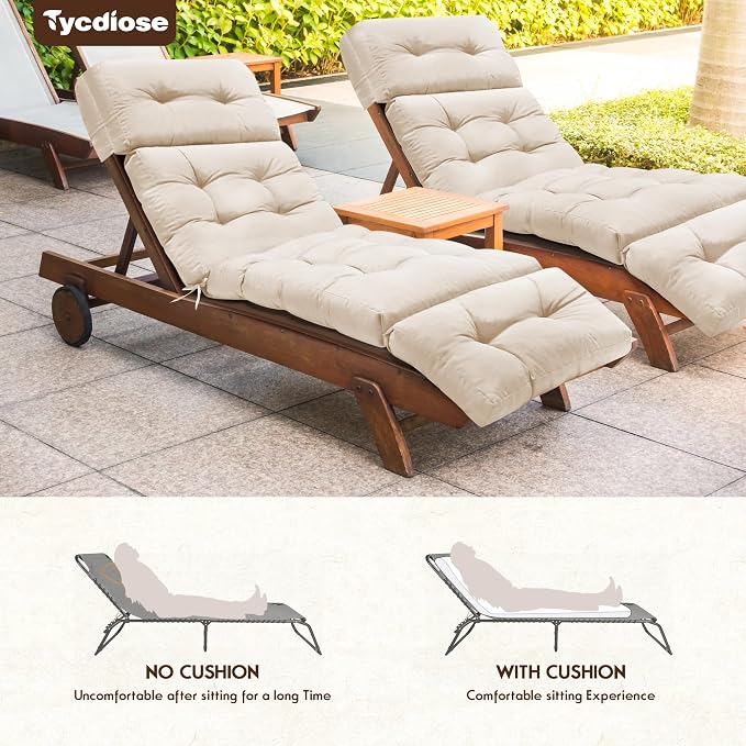 Outdoor Chaise Lounge Chair Cushion Waterproof 74.4 x 22 x 4.7 Inches Memory - Image 6
