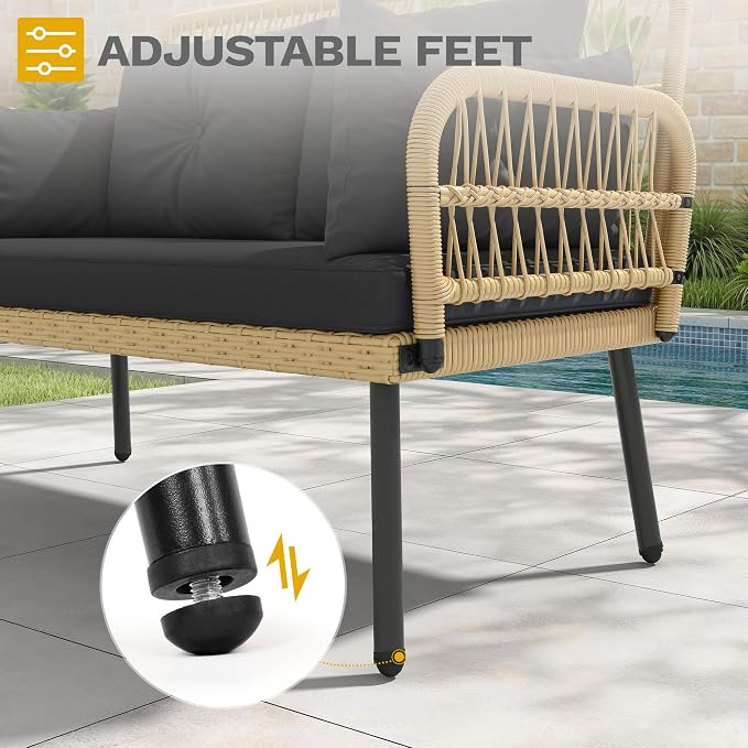 DWVO Outdoor Loveseat, Patio Wicker Furniture Set - Image 5