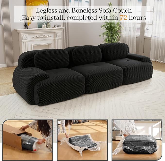 Boneless Sectional Couch, No Assembly Required, 117.3” Modular Cloud Sofa - Image 9