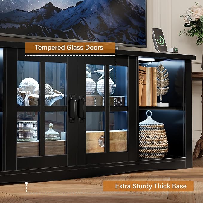YESHOMY Farmhouse LED TV Stand - Image 4
