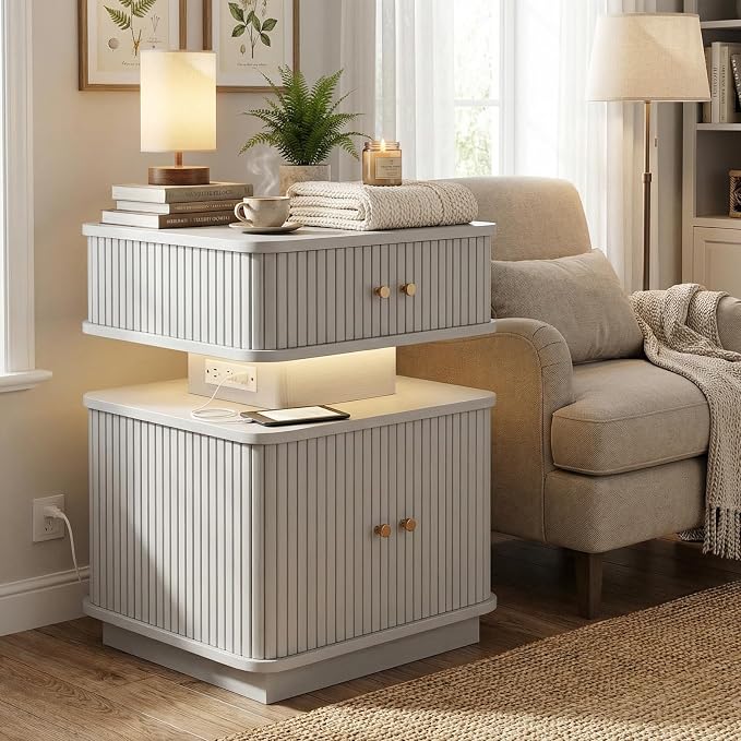 Nightstands Set of 2 with Charging Station, Modern Night Stands Set 2 with - Image 6