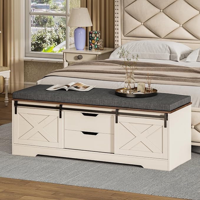 UPOSOJA 60“ Farmhouse Storage Bench - Image 9