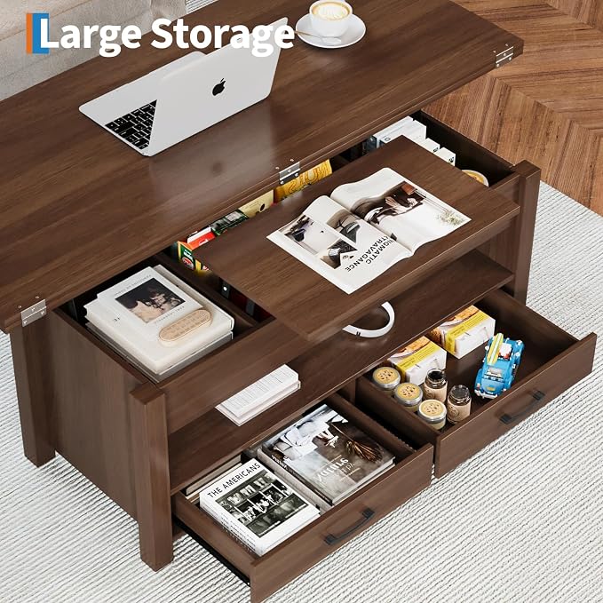 Garvee 40" Coffee Table Lift Top, Converts to Dining Table - Image 5