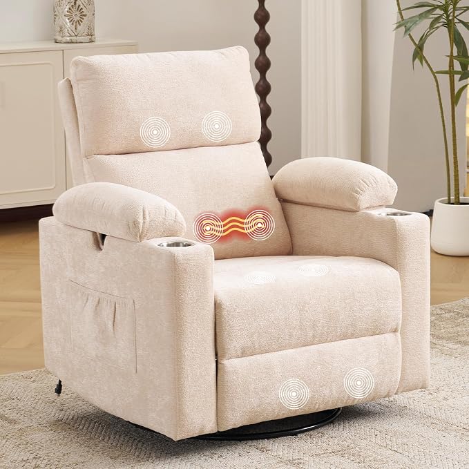 Rocking Chair Nursery with Adjustable Armrests, Electric Glider Recliner by Rhevoy
