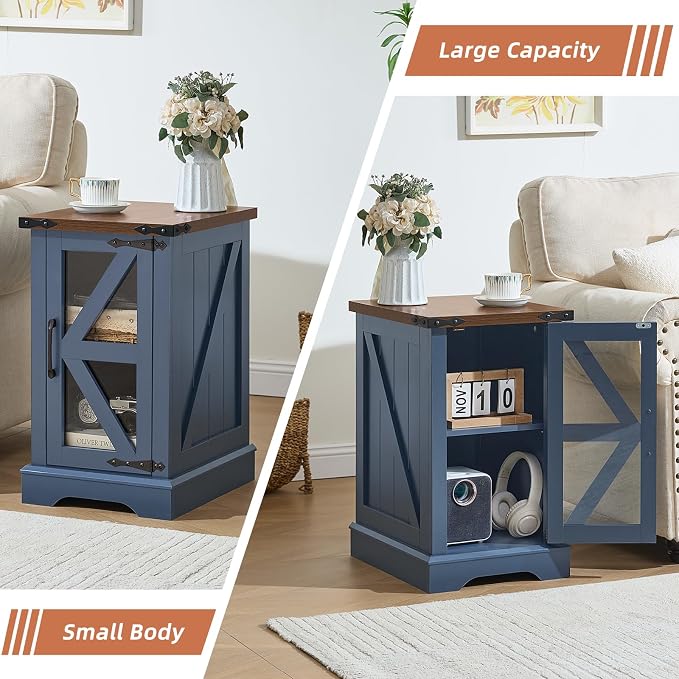 Joaxswe Farmhouse 14'' Side End Table Set of 2, Narrow Night Stand - Image 6