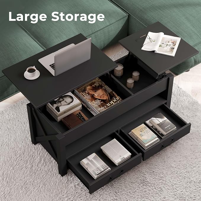 Seventable Coffee Table, 47.2" Lift Top Coffee Table - Image 4
