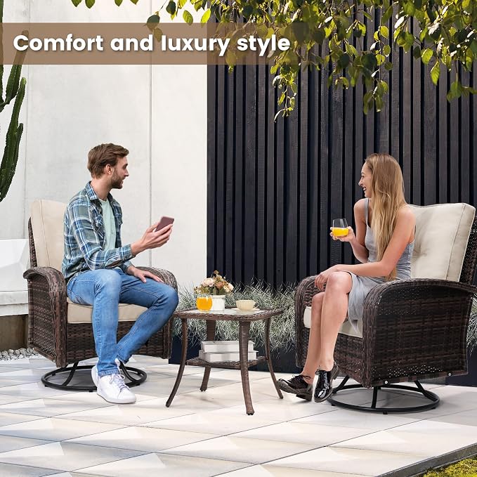 wildformers Luxury Outdoor Swivel Wicker Glider Patio Chairs - Image 3