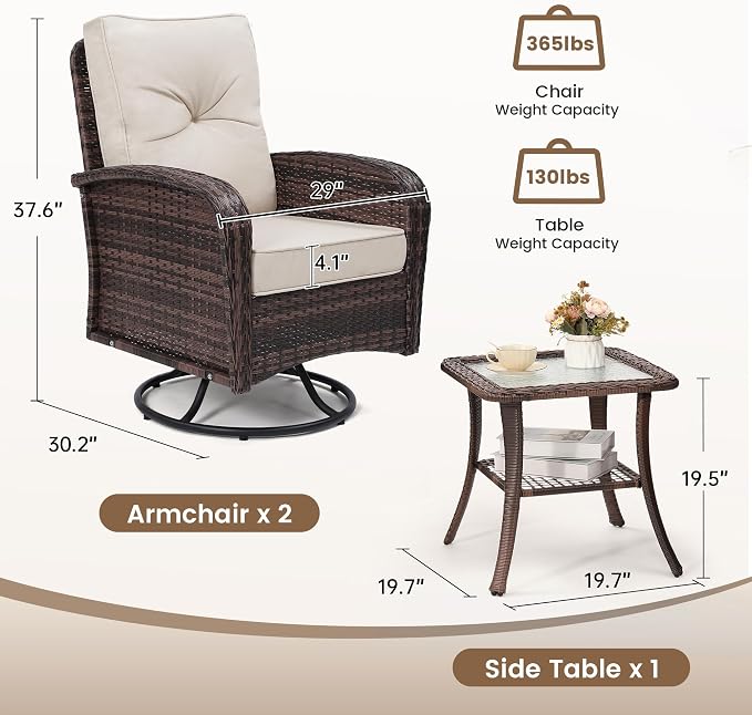 wildformers Luxury Outdoor Swivel Wicker Glider Patio Chairs - Image 7