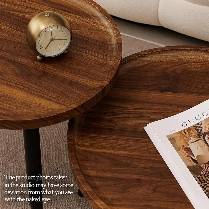 2 Pcs Mid Century Modern Coffee Table Round - Image 7