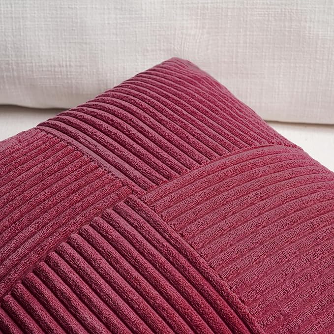 Fancy Homi 2 Packs Burgundy Big Decorative Throw Pillow Covers 24x24 Inch - Image 3