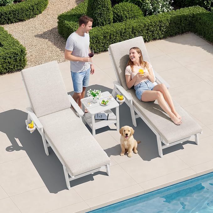 SERWALL Outdoor Chaise Lounge Cushions Set of 2 - Image 7