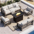 UDPATIO Aluminum Patio Furniture Set, Faux Wood Grain Modern Outdoor Furniture by UDPATIO