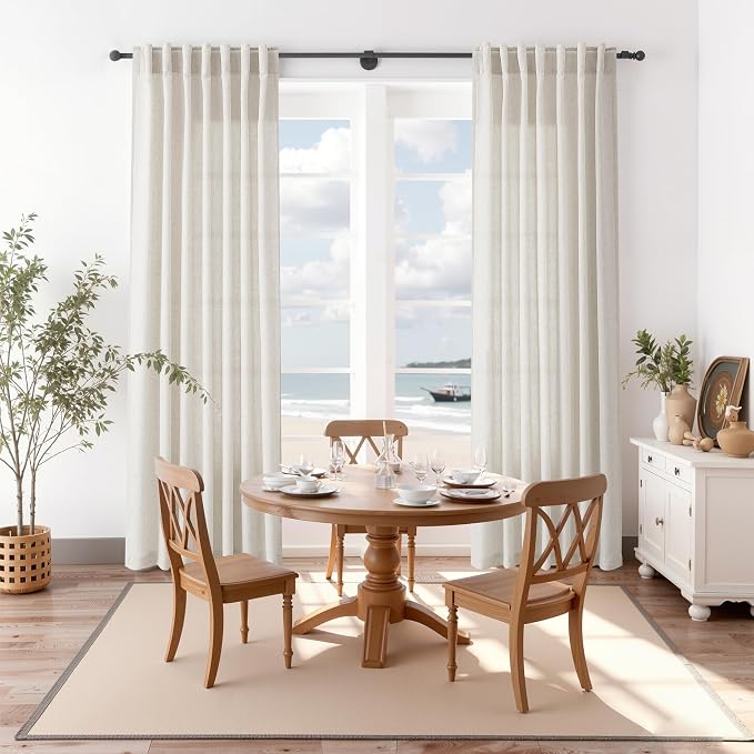 Nanspring Pearl White Linen Curtains 84 Inches Long - Image 8
