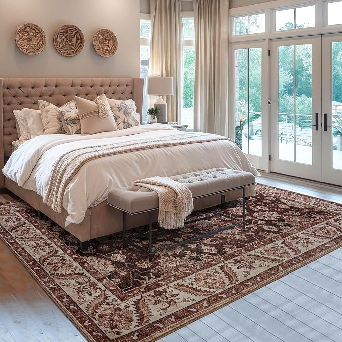 Area Rugs for Living Room, 4x6 Washable Rugs for Bedroom, Non-Slip Retro Floral - Image 7