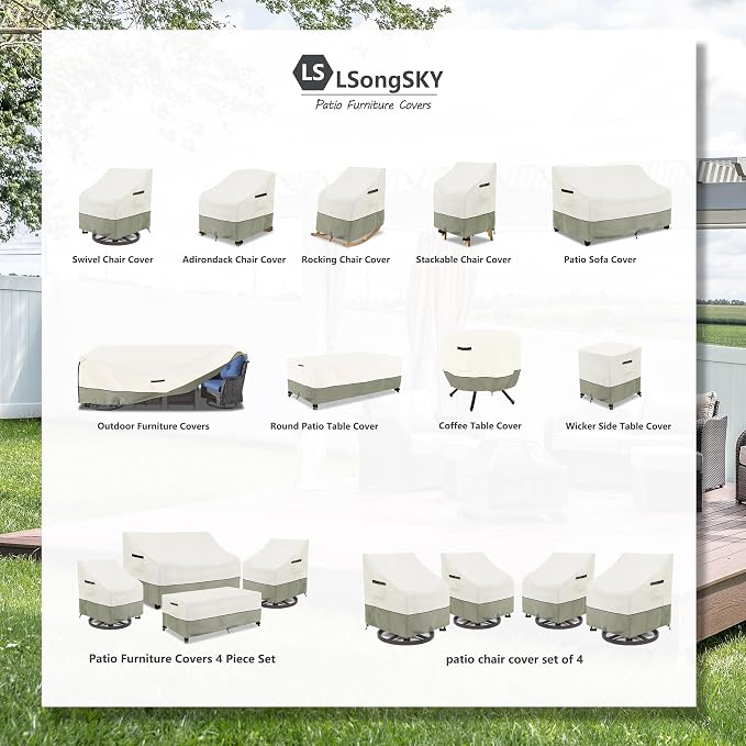 Outdoor Swivel Rocker Chair Covers 2 Pack, 35 W x 37 D x 36 H inches, 100% - Image 2