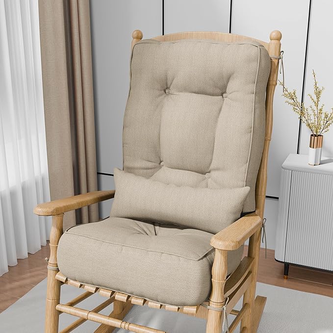 Rocking Chair Cushions with Pillow, Waterproof and Fade-Resistant Thicken by Aofeite
