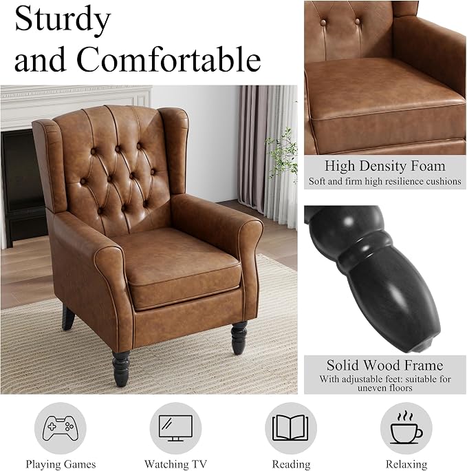 Pia Ricco Set of 2 Mid-Century Modern Wingback Accent Chairs - Image 4
