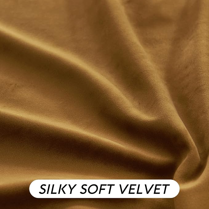 RYB HOME Gold Brown Velvet Curtains 72 inches - Image 5