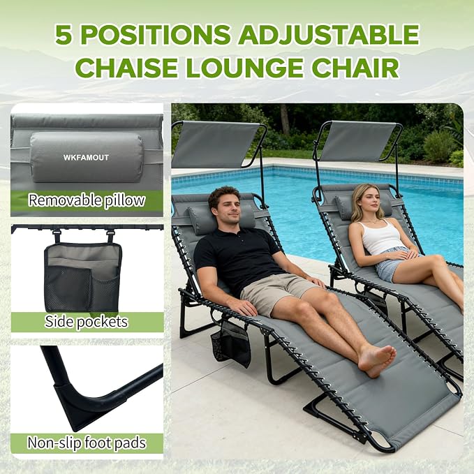 Outdoor Folding Lounge Chair - Image 7