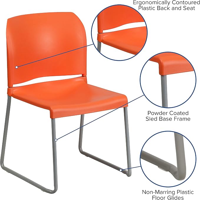 Flash Furniture HERCULES Series 880 lb. Capacity Orange Full Back Contoured - Image 3
